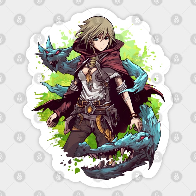 Fantasy RPG Game Anime Character - Anime Shirt Sticker by KAIGAME Art